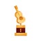 Golden statuette with guitar, music award cartoon Illustration