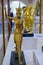 Golden statuettes depicting pharaoh in Egyptian Museum in Cairo, Egypt