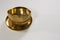 Golden steel bowls and plate on white background