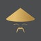 Golden straw asian hat icon