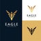 Golden Strong Eagle Hawk Falcon Monogram Badge Logo