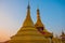 Golden stupa. Kyaik Tan Lan .The Old Moulmein pagoda. Mawlamyine, Myanmar. Burma.
