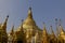 Golden Stupa Spires with natural light