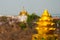 Golden stupa. View of the small town Sagaing, Myanmar