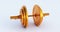 Golden Stylish Iron Barbell, gold dumbbell isolated on white background. High resolution