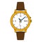 Golden stylish watch with leather strap