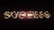 Golden SUCCESS word gathering from letters parts on star light flares collision background animation new quality unique