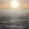 Golden Sun Over Ocean: Abstract Pointillism Seascape Painting