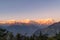 Golden sun rays falling on snow cladded peaks of Gangotri group of Garhwal Himalayas during sunset from Deoria Tal.