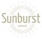 Golden sunburst logo template. Vintage sunshine symbol