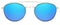 Golden sunglasses blue mirror lenses isolated on white