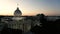 Golden sunlight reaches the horizon showing around the capital statehouse in Montgomery Alabama