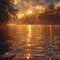 Golden sunlight on a tranquil lake