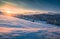 Golden sunrise above the carpathian mountain village