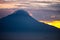 Golden sunrise cloud top of mountain