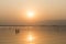 Golden sunset at Ana Sagar lake in Ajmer, India