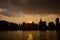 Golden Sunset Over Manhattan Skyline from East River