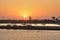 Golden sunset over Mission Bay campground and MIssion Beach in S