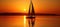 Golden Sunset over Ocean with Sailboat Emphasizing Tranquil Grandeur of the Moment