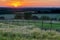 A golden sunset over the rolling hills in Banholt, south Limburg in the Netherlands creating holiday vibes