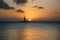 Golden Sunset with Sailboat in Aruba