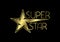 Golden Super Star Text Logo Sign Symbol