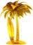 Golden surfboard palm tree and island
