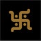 Golden swastika on black background. Hindu holy sign swastika icon