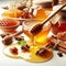 Golden sweet honey. Healthy foods. AI generated