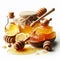 Golden sweet honey. Healthy foods. AI generated