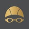 Golden swimming goggles and cap icon