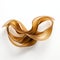 Golden Swirl Sculpture: Organic Form Of Interwoven Bamboo Ribbons