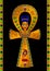 Golden symbol of life Ankh with the magnificent bust of Queen Nefertiti