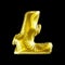 Golden symbol LiteCoin made of inflatable balloon isolated on black background