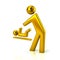 Golden symbol for person and baby changing diapers