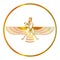 Golden symbol of Zoroastrianism Farvahar