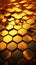 golden symmetry honeycomb pattern, illuminated with soft light.