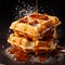 Golden Syrup Drizzle Over Fluffy Gourmet Waffles