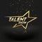 Golden talent show text in the star on a dark background. Event invitation poster. Festival performance banner.