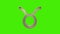 Golden Taurus Bull Astrological Zodiac sign on a green screen. 3d rendering