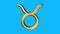 Golden Taurus zodiac sign spinning animation seamless loop on blue background new quality unique animated dynamic motion