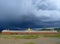 Golden temple with cloudy