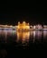 Golden temple night scene stock