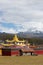 Golden temple with snow mountain