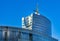 Golden Terraces office and shopping complex with Skylight and Lumen towers above Srodmiescie district of Warsaw  Poland