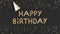 Golden text happy birthday on dark gray background looped 3D animation