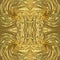 Golden texture of a swirling vortex with a center. The Milky Way galaxy. Gold seamless background with mirror twisted pattern