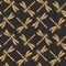 Golden textured dragonfly vector seamless pattern for textile design, wallpaper.