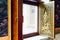 Golden Thai angel decorated on window inside Thai Monastery at Bodh Gaya, Bihar, India