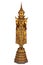 Golden Thai buddha standing on white background